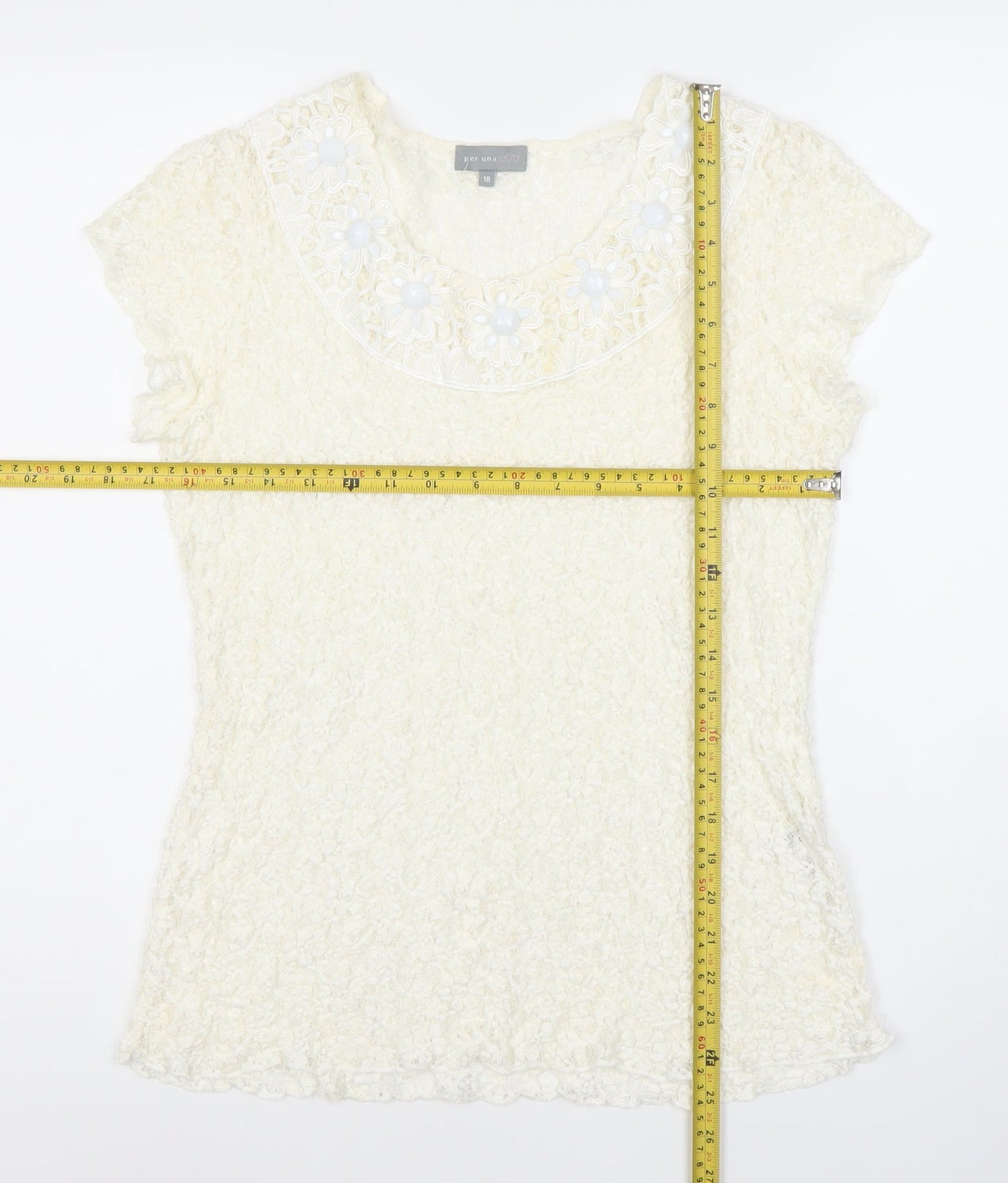 Marks and Spencer Per Una Women’s Ivory Lace Blouse Size 18