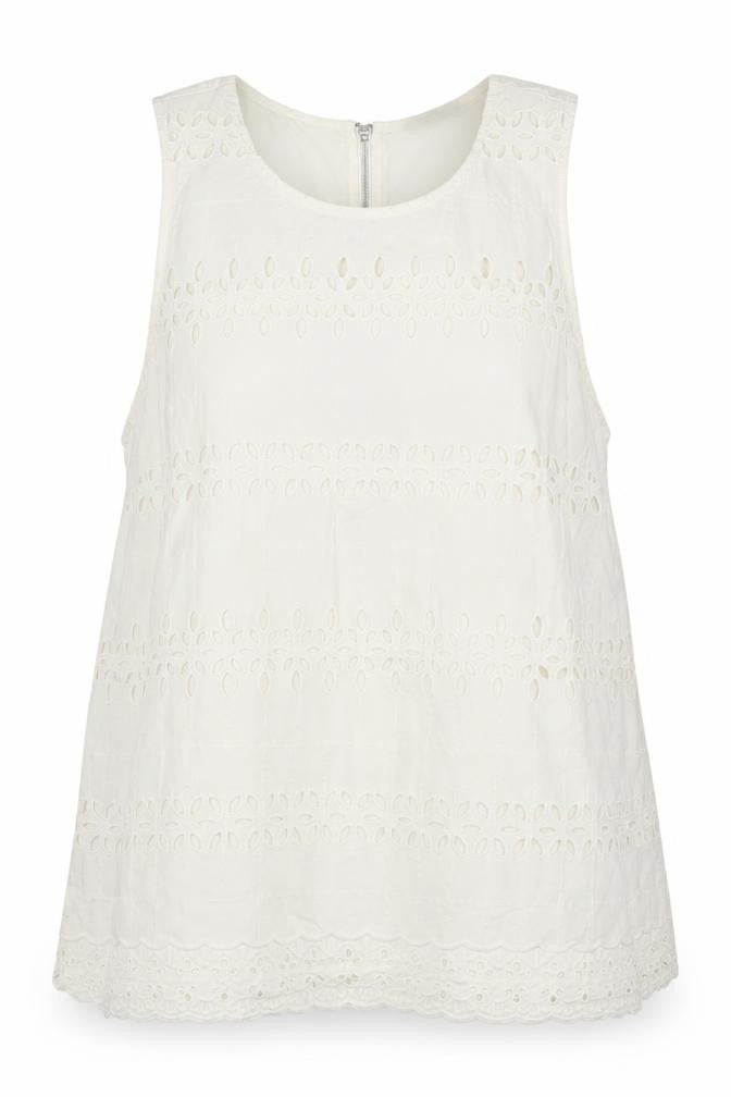 Marks & Spencer Womens Ivory Cotton Lace Tunic Blouse UK 10