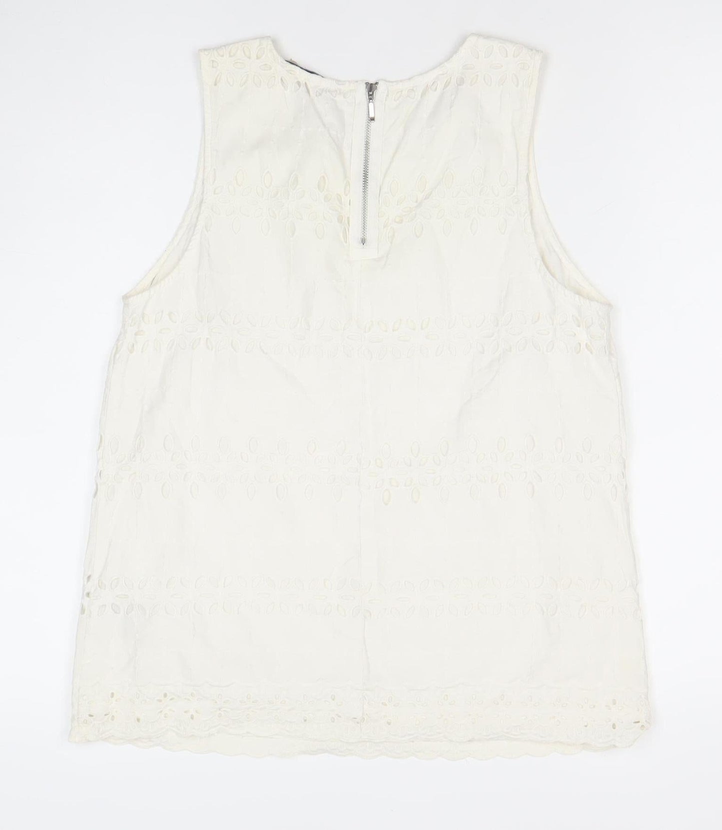 Marks and Spencer Womens Ivory Cotton Lace Tunic Blouse UK 10
