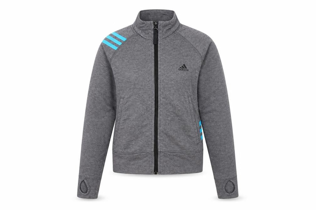 Adidas Womens Grey Track Jacket Size 10 Slim Fit Lightweight Sportswear