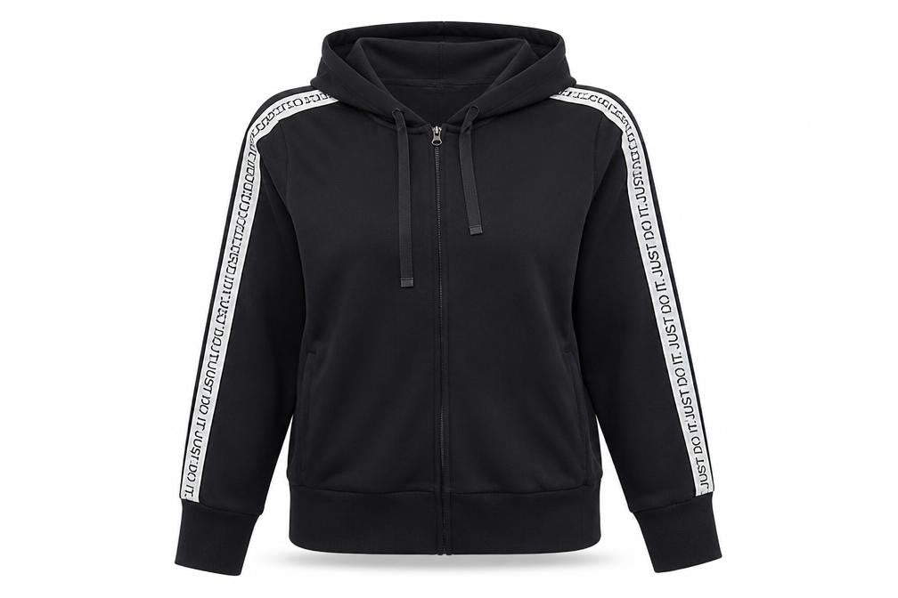 Nike Womens Black Hoodie Sweatshirt L Full Zip Just Do It Dri-Fit