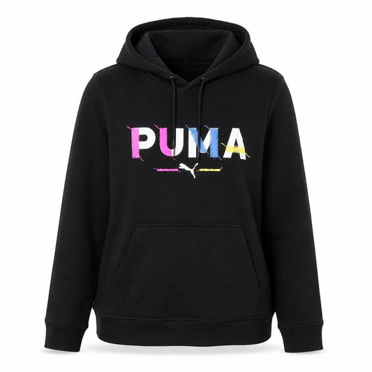 Puma Women Black XL Pullover Hoodie Logo Graphic Casual Sports