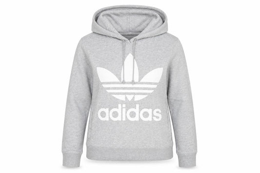 Adidas Womens Grey Trefoil Hoodie Pullover Size 8 UK Logo Sportswear