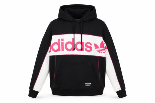 Adidas Womens Black & White Hoodie Size 8 Pullover Cotton