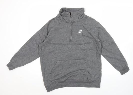 Nike Womens Grey Medium 1/2 Zip Sweatshirt Hoodie Cotton Blend