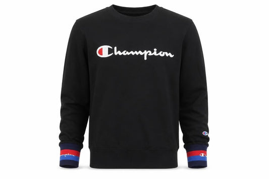 Champion Mens Black Small Sweatshirt Pullover Crew Neck Logo