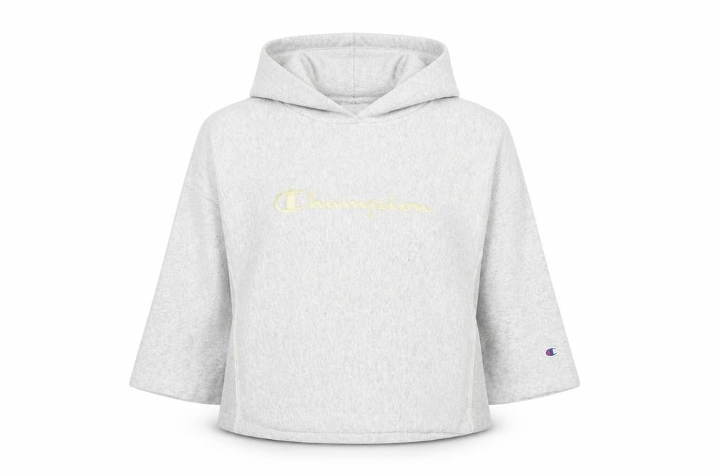 Champion Women’s Grey Pullover Hoodie Large Relaxed Fit Logo