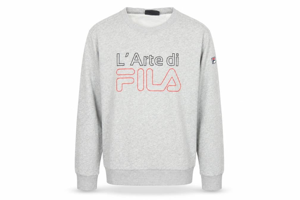 Fila Mens Grey Crew Neck Logo Sweatshirt Pullover Size M