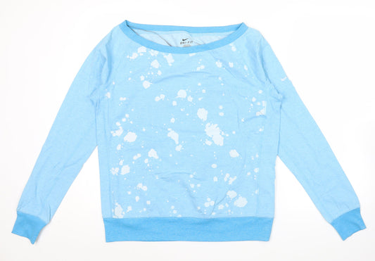 Nike Womens Blue Dri-Fit Sweatshirt L Long Sleeve Pullover Sports Top