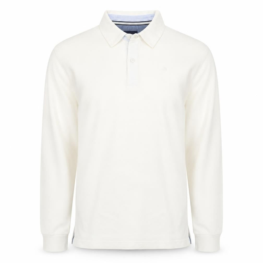 Quebramar Mens White Cotton Long Sleeve Collared Henley Sweatshirt L