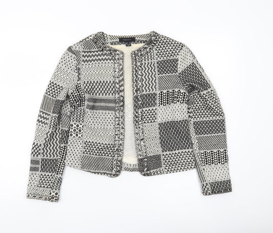 Atmosphere Womens Black White Geometric Jacket Size 8 Cotton Blend