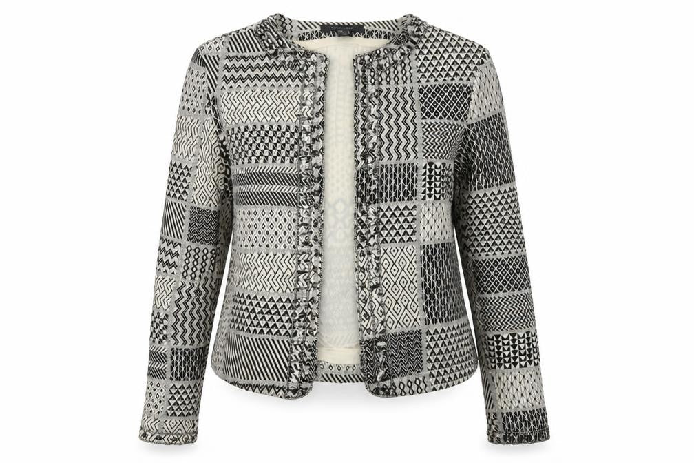 Atmosphere Womens Black White Geometric Jacket Size 8 Cotton Blend