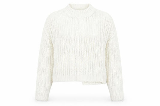 Miss Selfridge Women’s Ivory Chunky Knit Jumper Size 8 Mock Neck Long Sleeve