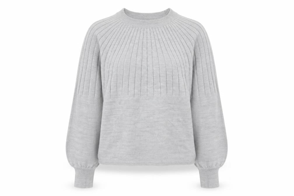 ONLY Womens Grey Knit Jumper M Crew Neck Long Sleeve Pullover
