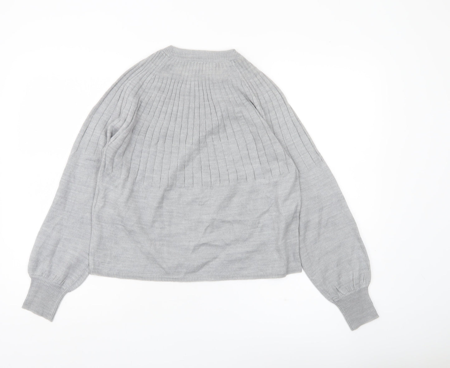 ONLY Womens Grey Knit Jumper M Crew Neck Long Sleeve Pullover
