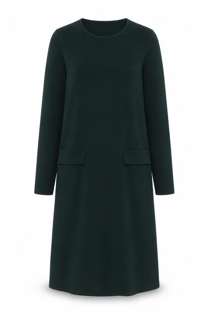 COS Women Green XS Shift Dress Long Sleeve Knit Viscose Blend
