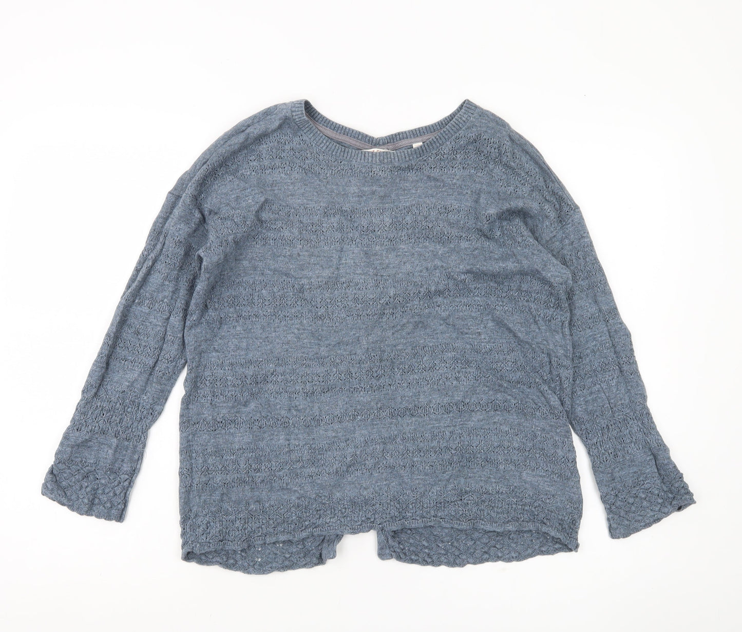 Fat Face Womens Blue Cotton Knit Cardigan UK 10 Crew Neck