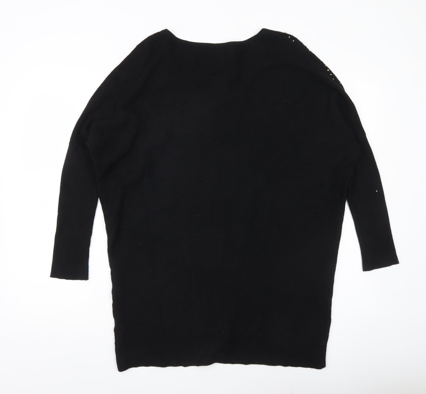 Quiz Women’s Black Rhinestone V-Neck Pullover Jumper Size S