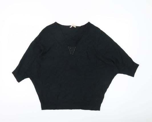 Phase Eight Women’s Black V-Neck Dolman Sleeve Pullover Jumper Size S