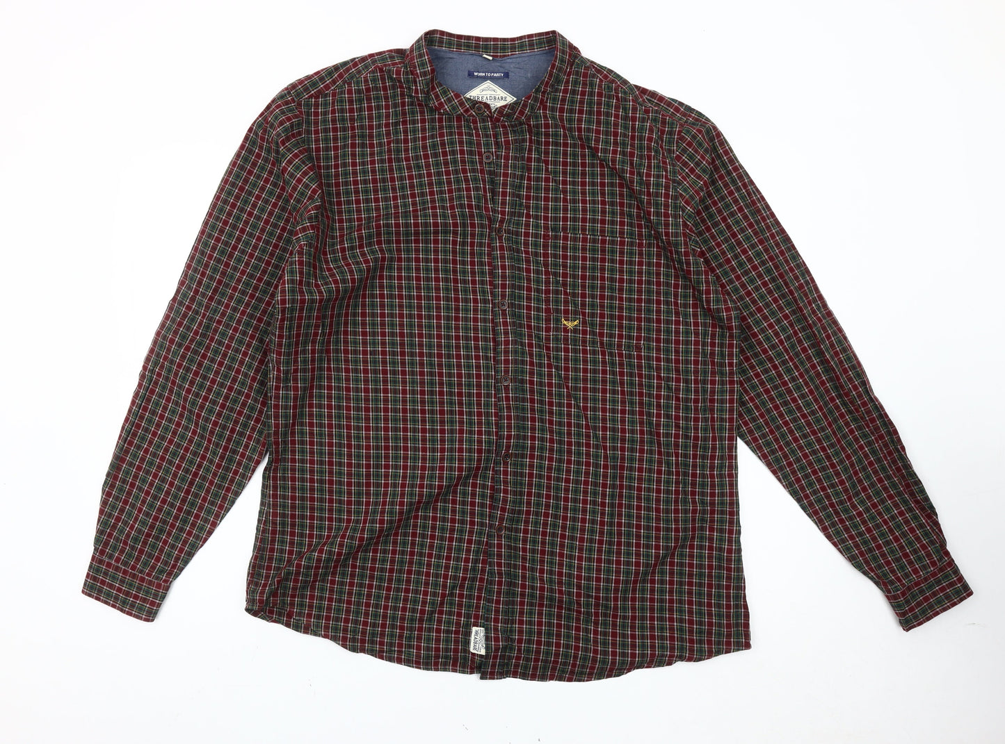 Threadbare Men's Multicoloured Plaid Cotton Button-Up Shirt XL