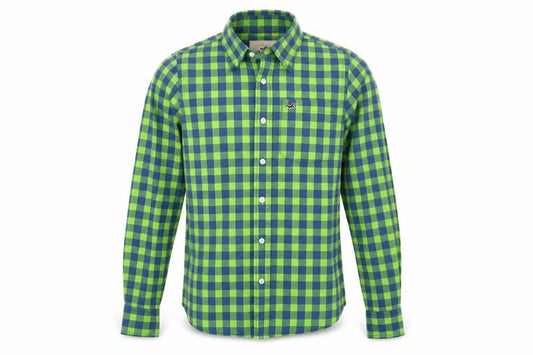 Hollister Men's Green Blue Check Slim Fit Button-Up Shirt S