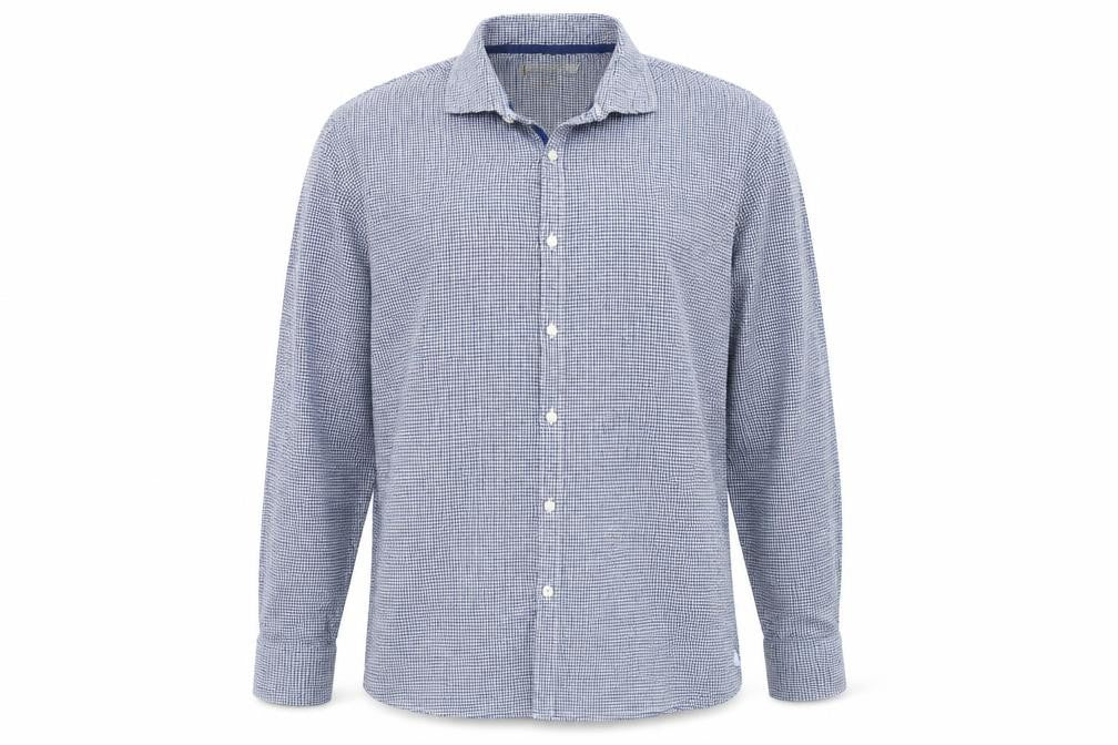 Marks & Spencer Men’s Blue Check Cotton Shirt XL Tailored Fit