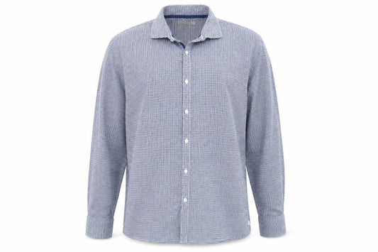 Marks & Spencer Men’s Blue Check Cotton Shirt XL Tailored Fit