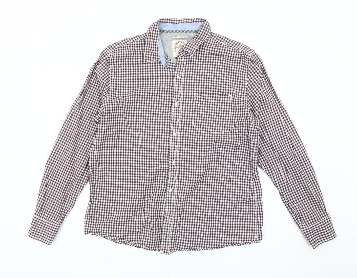 Fat Face Men’s Brown Check Slim Fit XL Cotton Button-Up Shirt