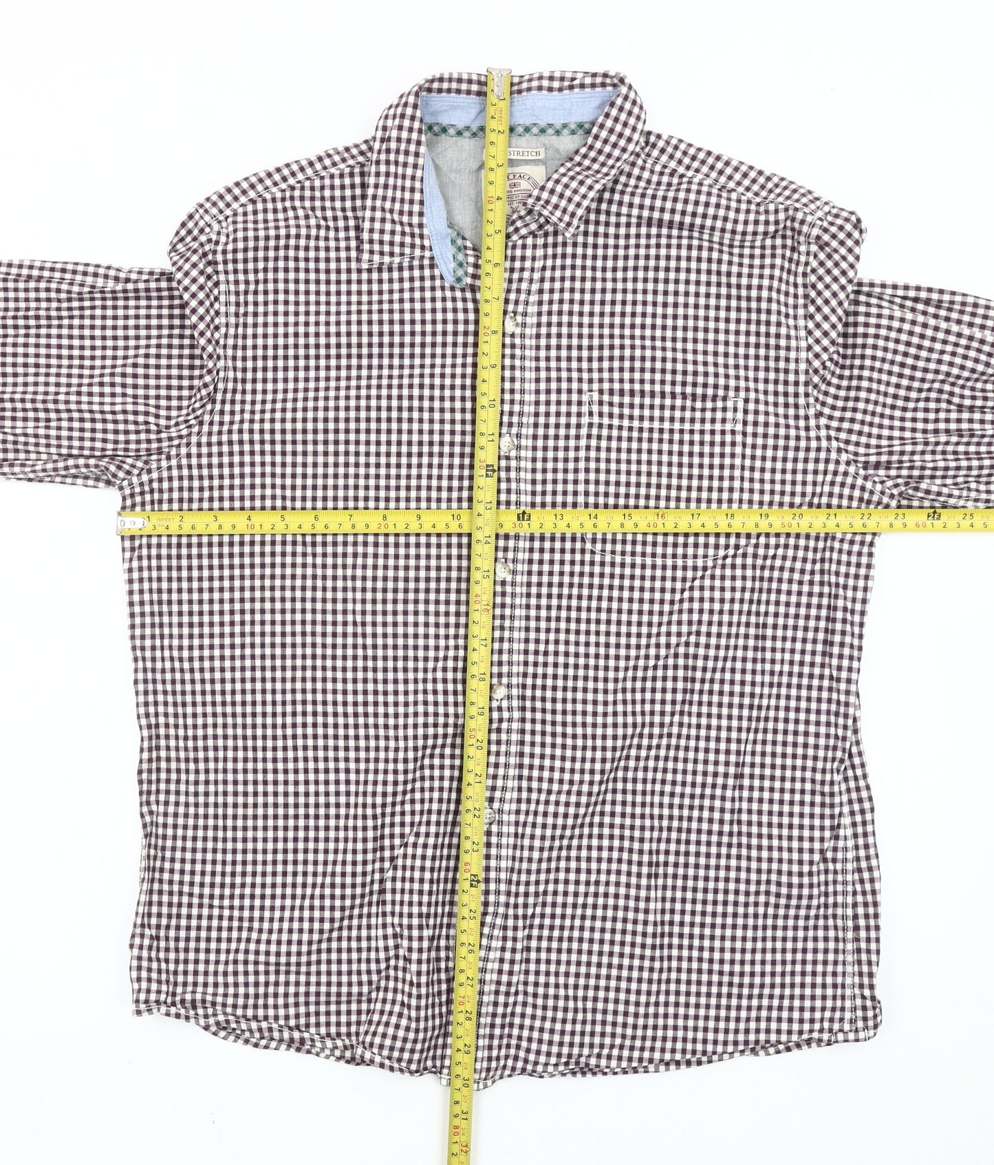 Fat Face Men’s Brown Check Slim Fit XL Cotton Button-Up Shirt
