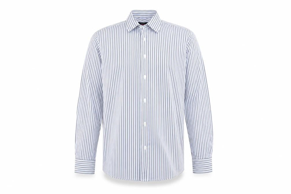 Pierre Cardin Men’s Blue Striped Cotton Long Sleeve 16.5 Button-Up Shirt