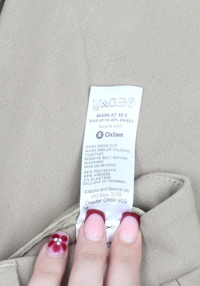 Marks and Spencer Womens Beige Chino Trousers UK 12 Regular Flared