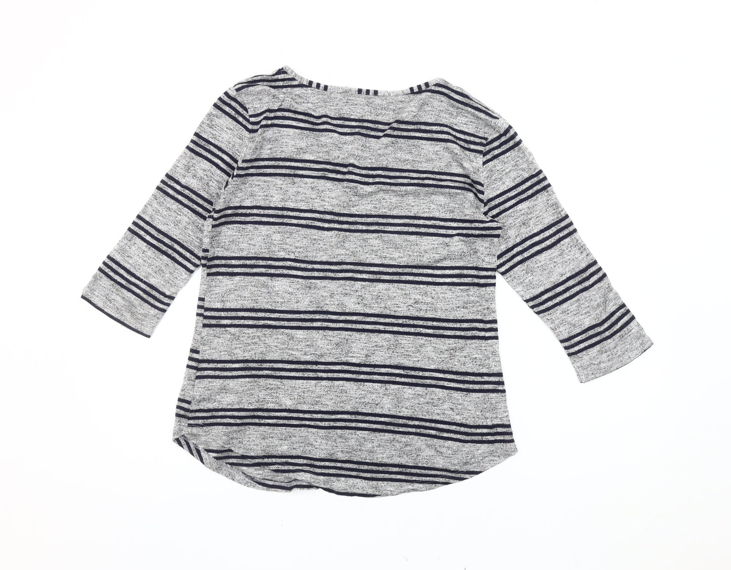 Papaya Women’s Grey Striped Cardigan UK 12 3/4 Sleeve Knit