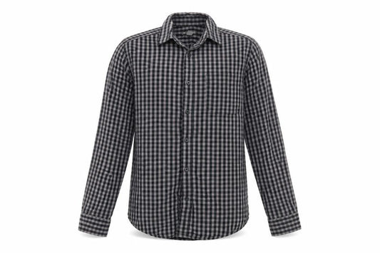 Gap Men’s Black Grey Slim Fit Checked Long Sleeve Button-Up Shirt Size 14-14.5