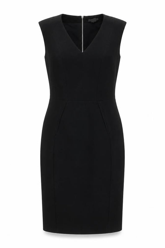 H&M Women’s Black Sheath Dress Size 6 V-Neck Sleeveless Knee Length