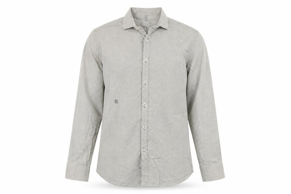 Peter Werth Men's Beige Geometric Pattern Cotton Long Sleeve Shirt M