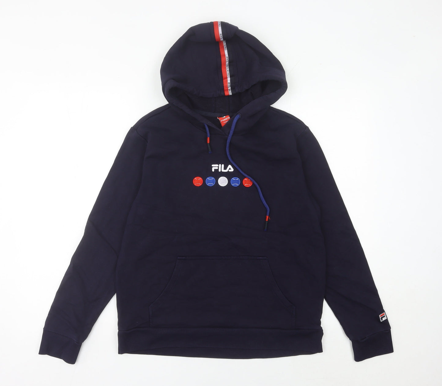 Fila Womens Navy Blue Pullover Hoodie Size 10 UK Long Sleeve Logo