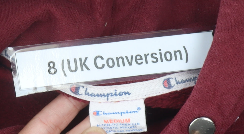 Champion Womens Burgundy Hoodie Size 8 Cotton Pullover Sweatshirt