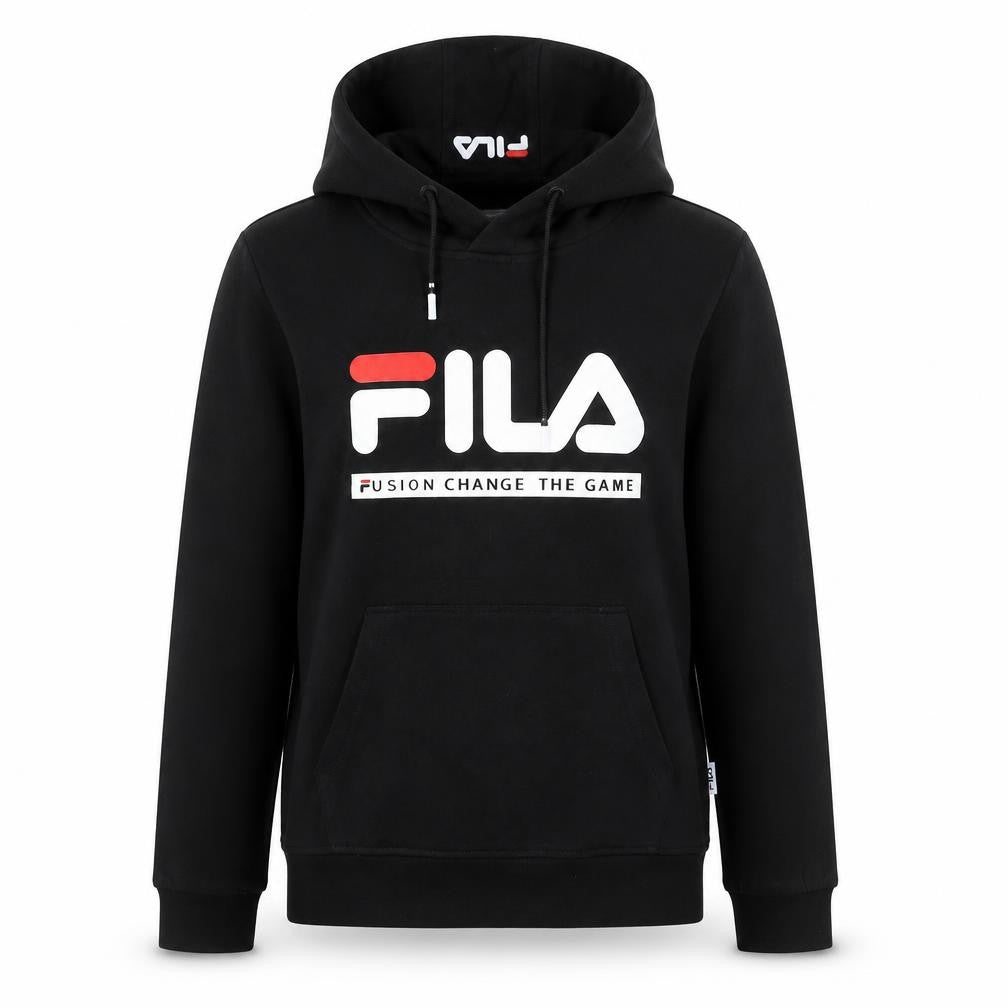 Fila Womens Black Pullover Hoodie Size 6 Regular Fit Logo Sportswear