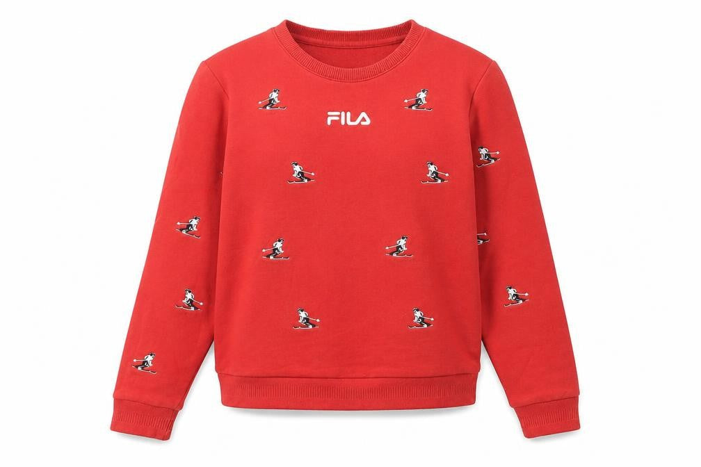 Fila Womens Red Ski Graphic Sweatshirt Size 8 UK Regular Fit