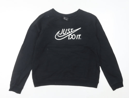 Nike Women’s Black Crew Neck Sweatshirt UK 10 Just Do It Logo