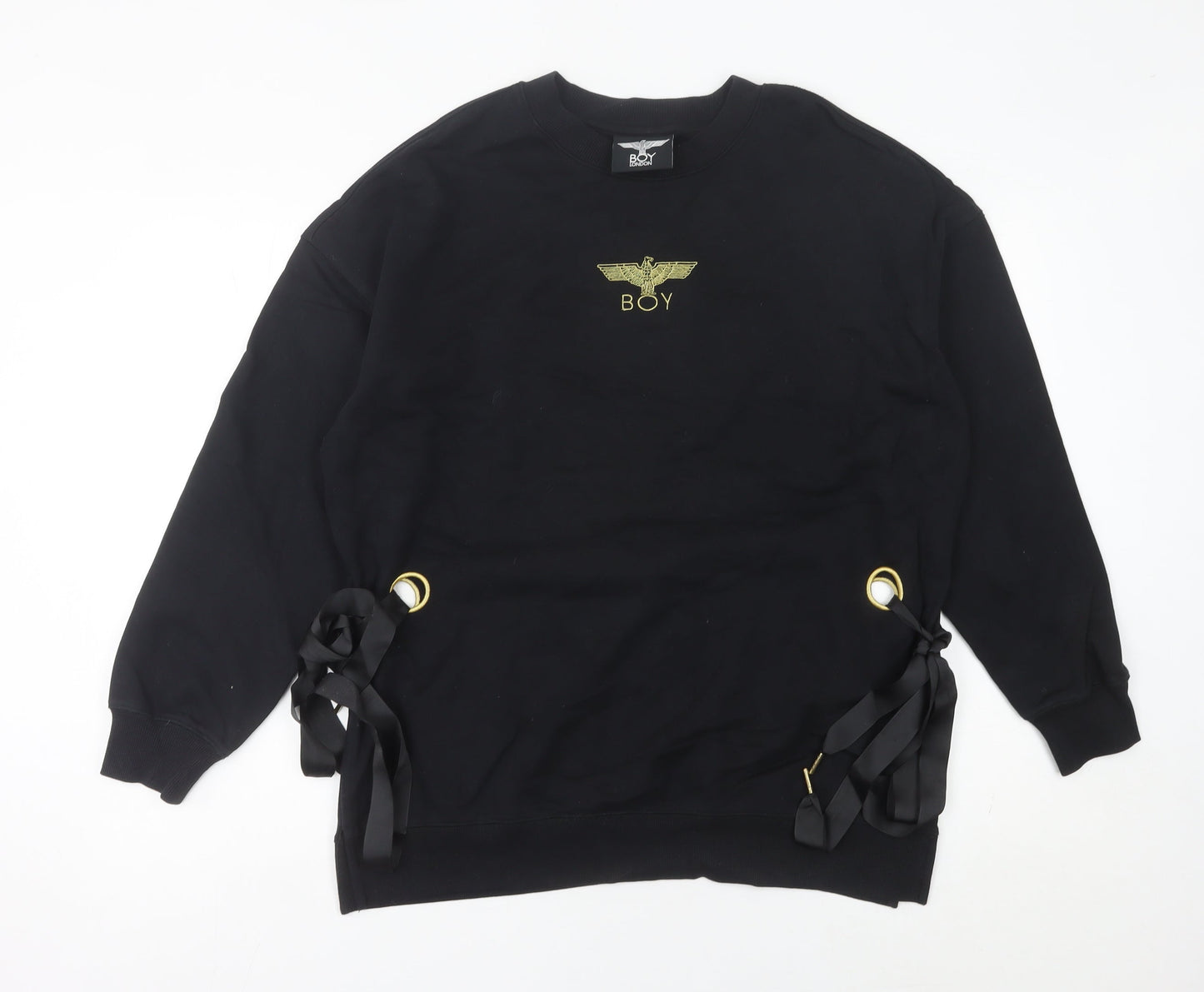BOY London Womens Black Size 10 Pullover Sweatshirt Embroidered Logo