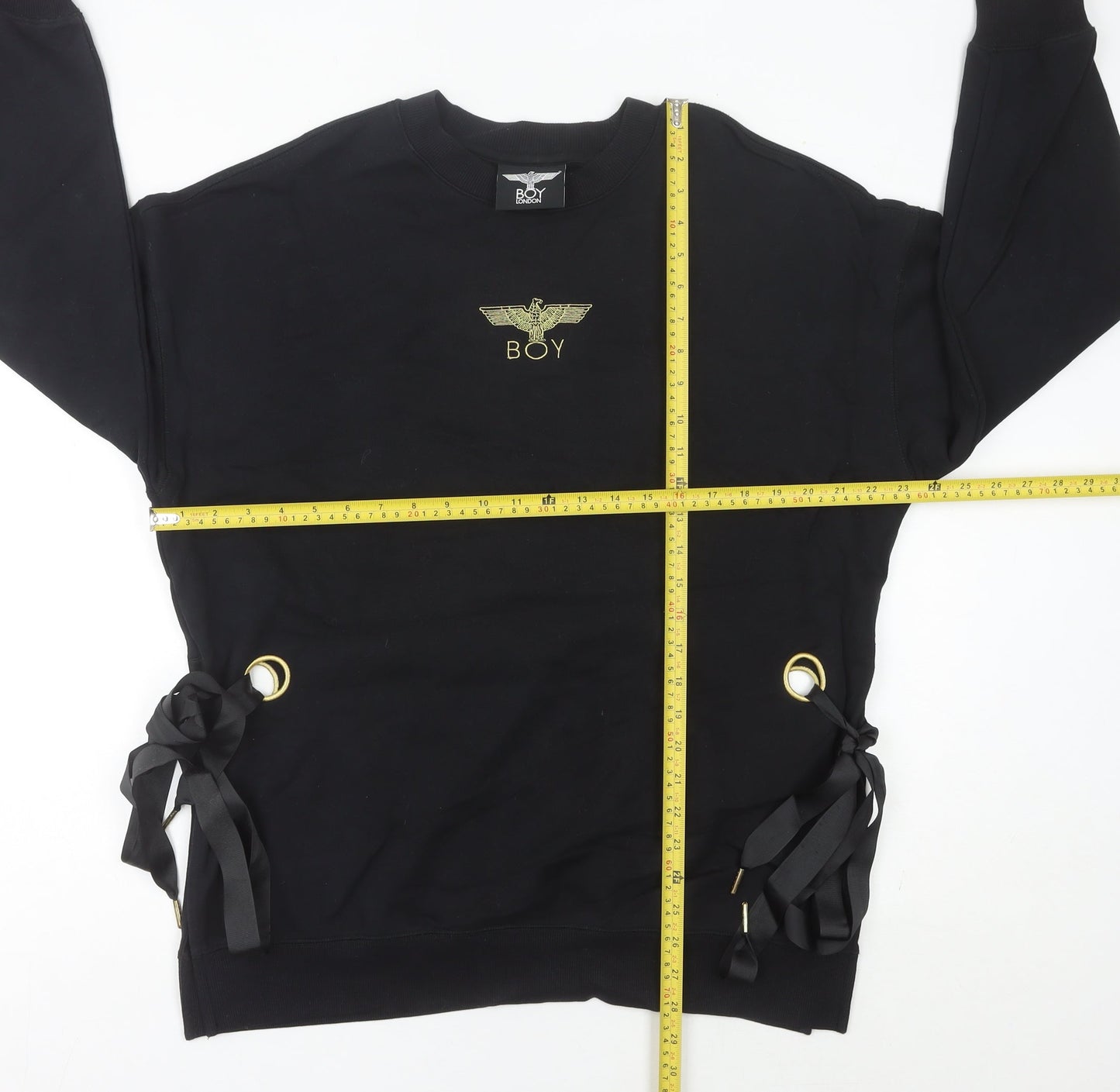 BOY London Womens Black Size 10 Pullover Sweatshirt Embroidered Logo