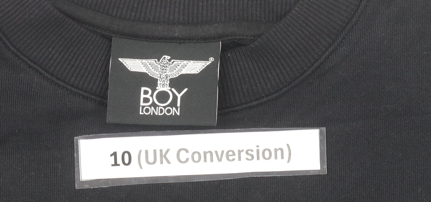 BOY London Womens Black Size 10 Pullover Sweatshirt Embroidered Logo