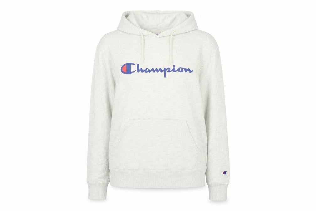 Champion Womens Beige Hoodie Size 10 UK Large Logo Pullover
