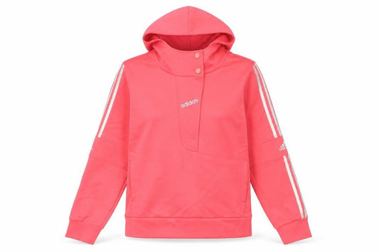 Adidas Womens Pink Henley Hoodie Size 12 with Logo Detail
