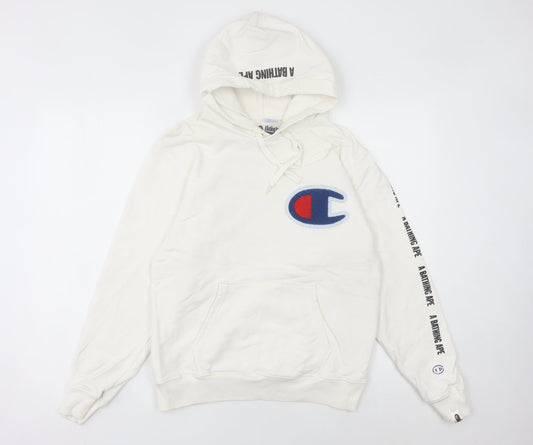 Champion x A Bathing Ape Womens White Hoodie Size 8 Logo Pullover