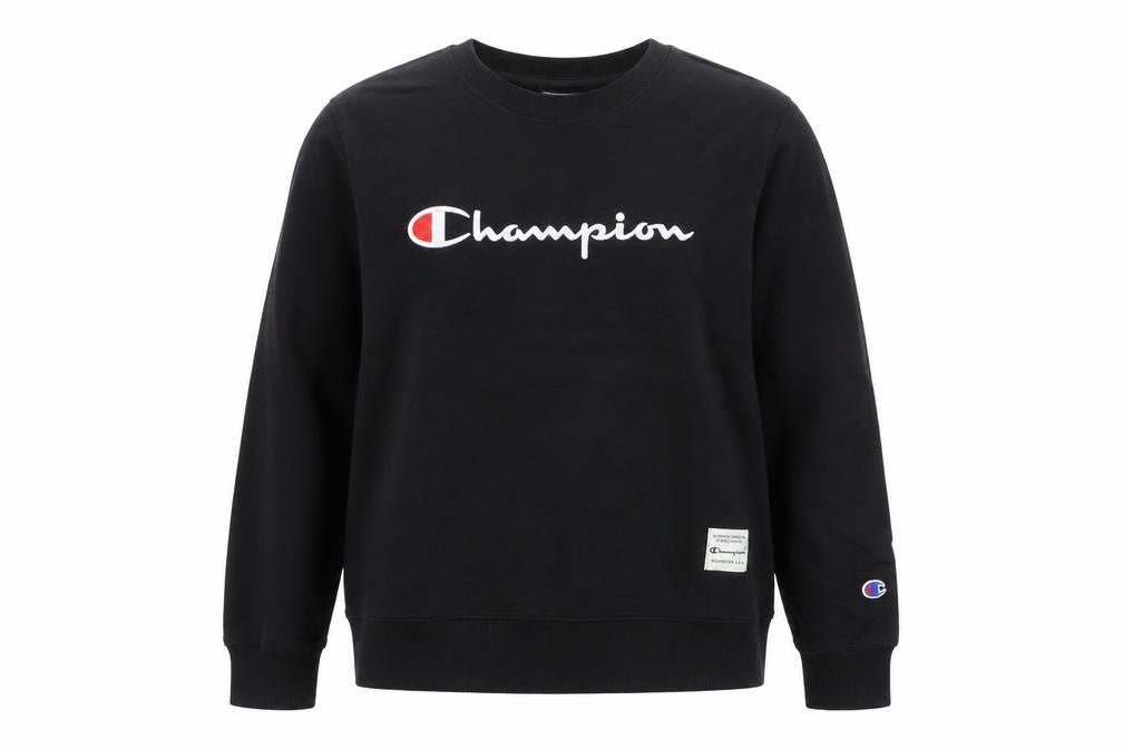 Champion Womens Black Cotton Sweatshirt UK 12 Pullover Logo Jumper
