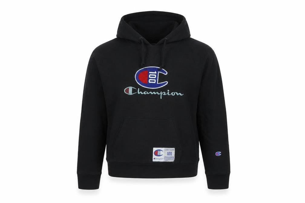 Champion Womens Black Hoodie Size 10 Pullover Embroidered Logo