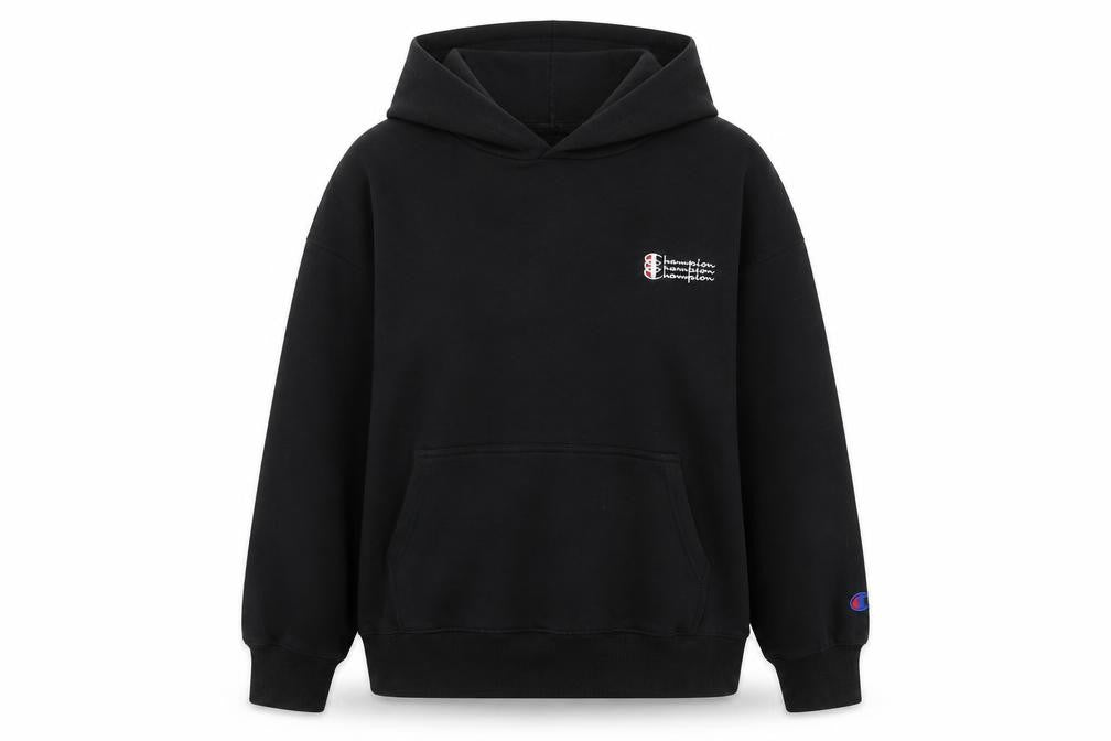 Champion Womens Black Size 10 Pullover Hoodie with Logo