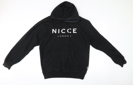 NICCE London Mens Black Pullover Hoodie Size L Graphic Logo